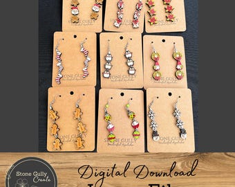 Christmas Earring Bundle SVG, 9 Charm, 11 Stud Earring Designs