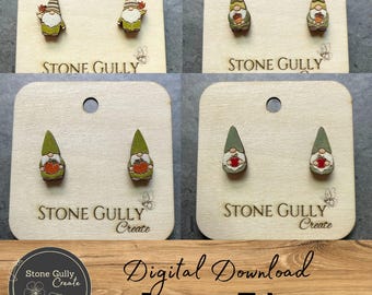 Fall Gnome Stud Earrings SVG, Laser File