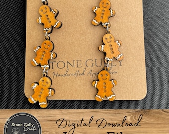 Gingerbread Man Charm Earrings SVG, Laser File