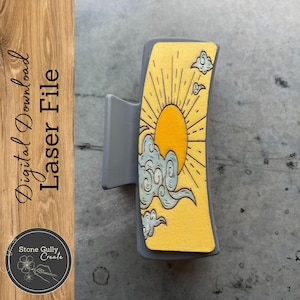 Sun and Clouds Hair Clip SVG, Laser File