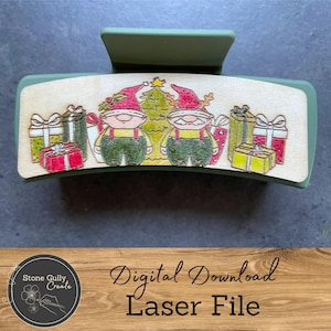 Christmas Gnomes Hair Clip SVG, Laser File