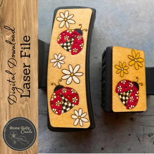 Set di fermagli per capelli coccinella fantasia SVG, file laser