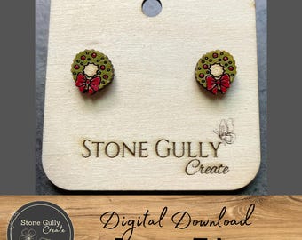 Holiday Wreath Stud Earrings SVG, Laser File