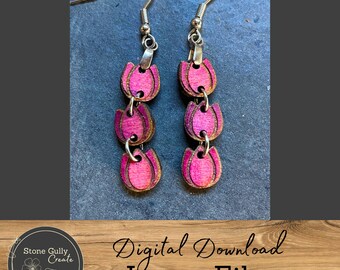 Tulips Charm Earrings SVG Laser File