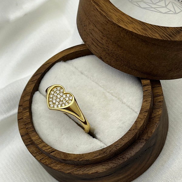 14K Gold Heart Ring, Gold Heart Ring, Valentines Day Gift, 8K Gold Ring, Real Gold Ring, Heart Ring, Anniversary Gift, Love Ring, Gold Heart