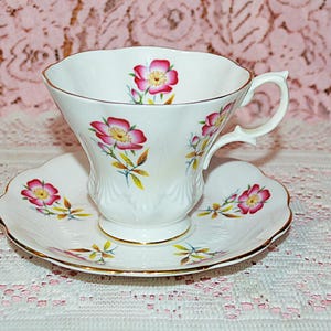 Vintage English Bone China Royal Albert Pansies Teacup and Saucer Lovely English Tea Cup - Vibrant Colors Raised Relief