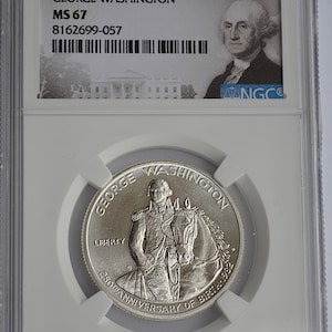 1982 D George Washington .900 Silver Commemorative Half Dollar Coin NGC MS 67 - Coins Bullion Nice Luster