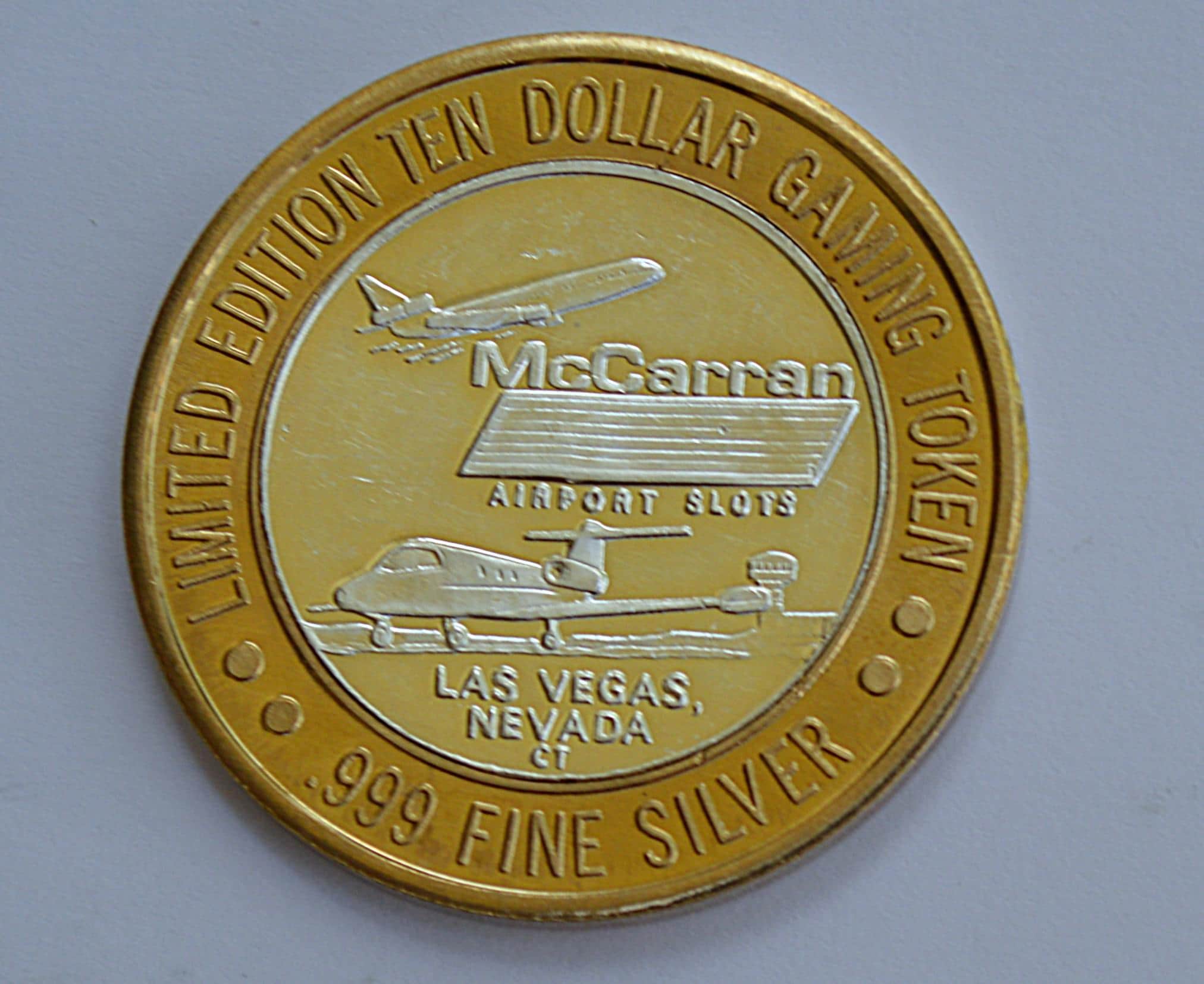 Mccarran Airport Slots .999 Fine Silver 10 Dollar Gaming Token