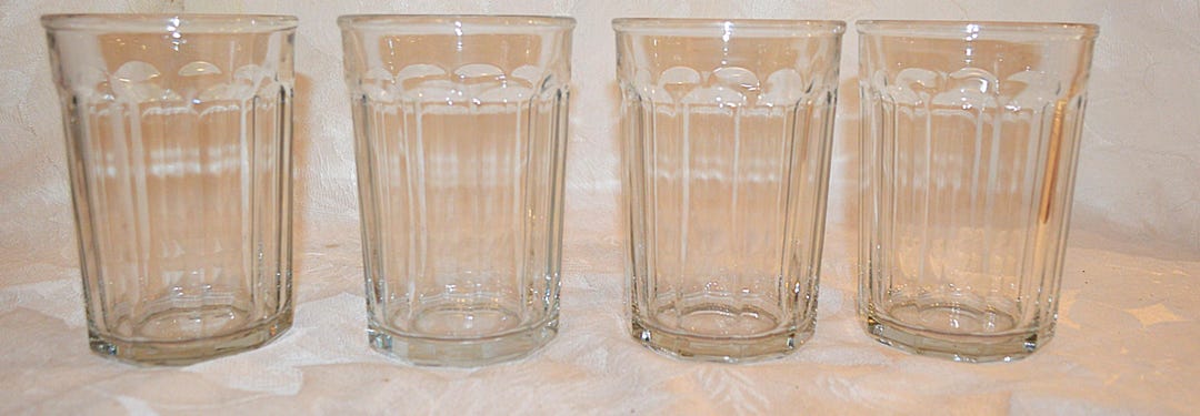 Vintage Set of (4) Four of Clear Luminarc 10 Panel Working Glasses ...