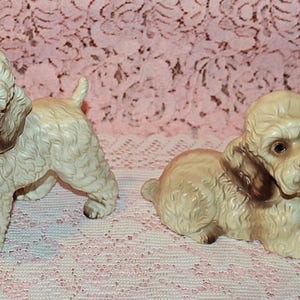 Set of Two Adorable Vintage Norleans Made in Japan Poodles Dog Porcelain Ceramic Figurines - Animal Lovers - Pet Enthusiast - Canine Buff