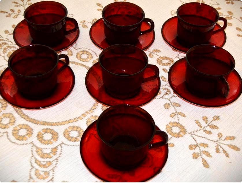 Vintage Victorian Glassware Red - Etsy