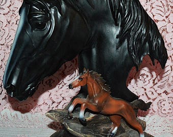 Vintage Royal Doulton Black Beauty and Foal Porcelain Horse