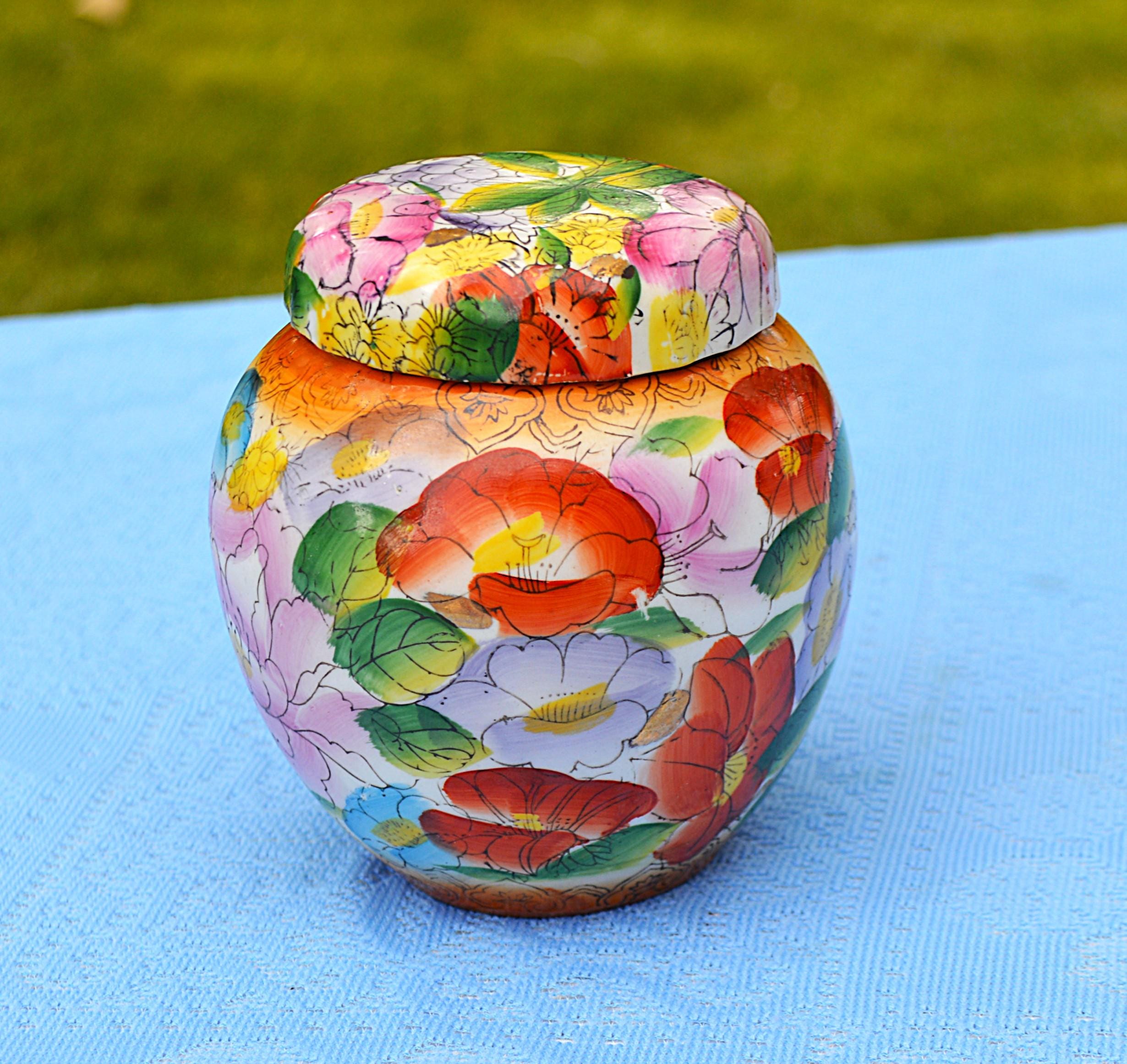 中国美術 蓋付花瓶 花器 飾り壺 壷 宮廷人物図 花鳥図 陶器 磁器