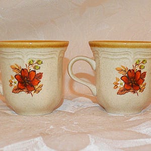 Four vintage Mikasa Garden Club &quot;Harvest Bouquet&quot; Cups Mugs made in Japan - Number EC455 - Nice Condition - Elegant Floral Design - 8 oz.