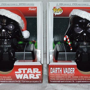 Lot of Two (2) Funko Star Wars Pops! Darth Vader Bobble-Head Stocking Hangers - Bring Holiday Dark Side  - Mint Condition - Collectors