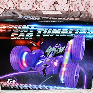 Rc Remote Control Stunt Car - Strip Lights and Headlights Double-Sided 360 Degree Rotating 4WD Drift Purple Car for Purple New in Box