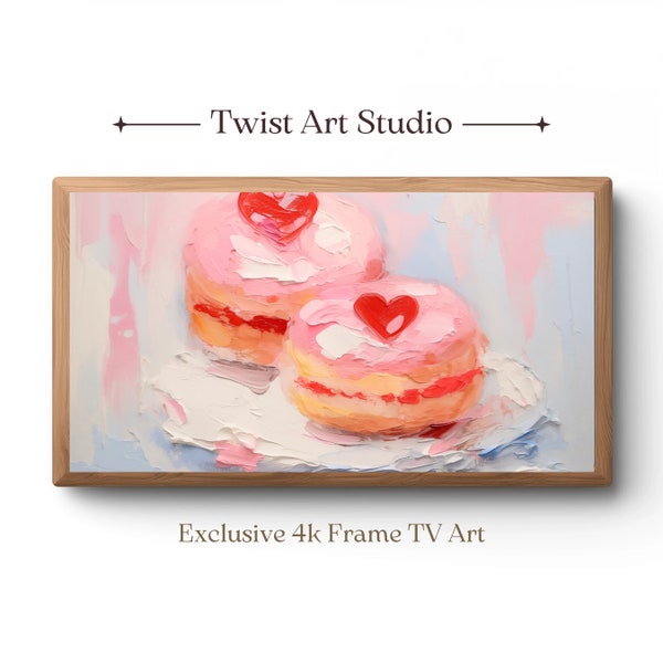 Samsung Cadre TV Art | Téléchargement numérique de la Saint-Valentin | Peinture à l’huile de macarons pour cadre TV | Illustration TV exclusive pour la Saint-Valentin