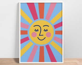 Happy Sun Poster Print: Bunte Drucke für das Kinderzimmer (Digitaler Download)
