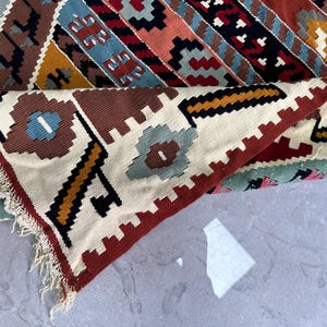 Tappeto turco Oushak vintage 3x5: piccolo tappeto di lana (2,9x5,5 piedi)