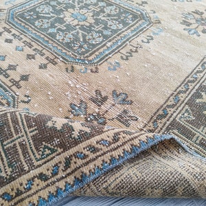 5x11 Faded Orange Blue Green Brown Turkish Runner Rug, 5x11 Vintage Runner, Oushak Kitchen Entry Hallway Bedroom Living Room Rug,4.6x11.2 Ft