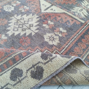 One Of a Kind 3x6 Red Blue Navy Beige Turkish Runner, Unique 3x6 Vintage Runner,Turkish Kitchen Kids Entryway Hallway Bedroom Rug,3.0x6.1 Ft