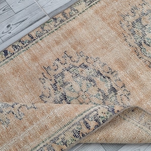 3x6 Faded Red Blue Green Vintage Runner Rug, 3x6 Wool Turkish Runner, Oushak Kitchen Kids Entry Hallway Bedroom Living Room Rug,2.5x6.2 Ft