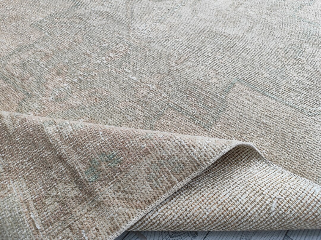4x8 Faded Red Pink Beige Faded Blue Beige Oushak Rug, 4x8 Turkish Rug ...