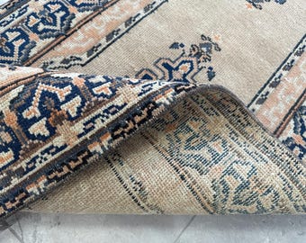Wonderful! 3x11 Pink Blue Faded Brown Persian Vintage Runner,3x11 Oushak Kitchen Kids Entry Bathroom Bedroom Living Room Rug,2.9x10.6 Ft