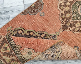 3x13 Red Green Beige Blue Brown Vintage Runner, 3x13 Turkish Runner, Oushak Kitchen Kids Entry Hallway Bedroom Living Room Rug,2.6x12.6 Ft