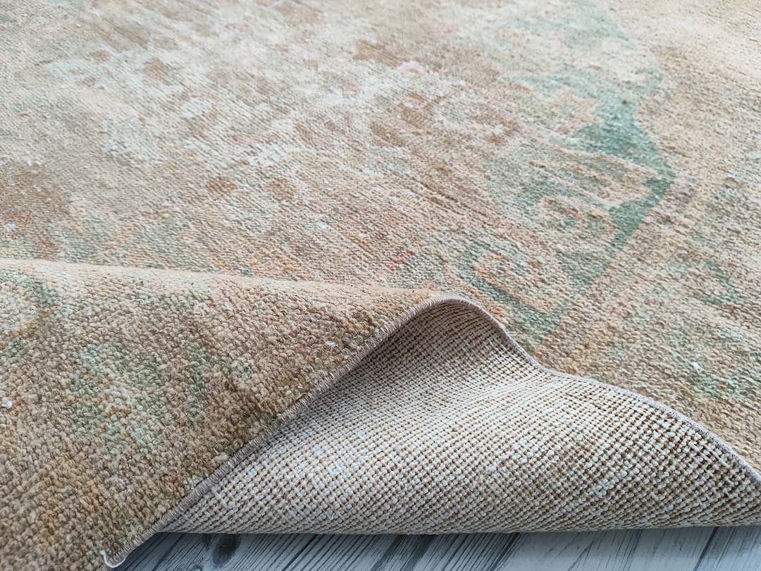 4x8 Orange Blue Oushak Rug 4x8 Natural Turkish Rug,vintage Kitchen Kids ...