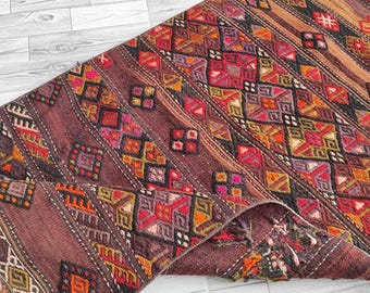 3x11 Red Purple Orange Green Vintage Runner, 3x11 Natural Turkish Runner, Oushak Kitchen Kids Entry Living Room Rug, Home Decor,2.7x10.7 Ft