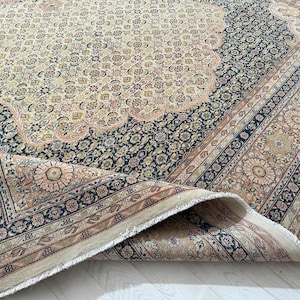 Handmade 10x14 Pink Blue Green Beige Vintage Rug, 10x14 Persian Rug, Kitchen Kids Entry Bathroom Bedroom Living Room Wool Rug,9.9x13.6 Ft