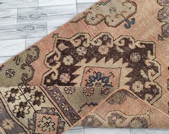 2x13 Red Purple Green Beige Turkish Runner Rug,2x13 Vintage Runner,Oushak Kitchen Kids Entry Hallway Bedroom Living Room Rug,2.4x12.8 Ft