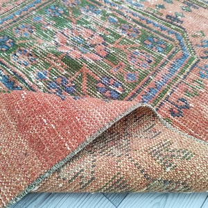 3x7 レッドグレーグリーン Oushak ランナーラグ 3x6