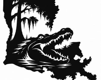 Louisiana State Outline Patriotic NOLA Gator USA Vinyl Decal