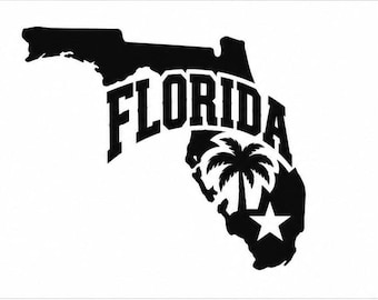 Florida State Outline Patriotic Flag Palm Tree Vinyl Decal