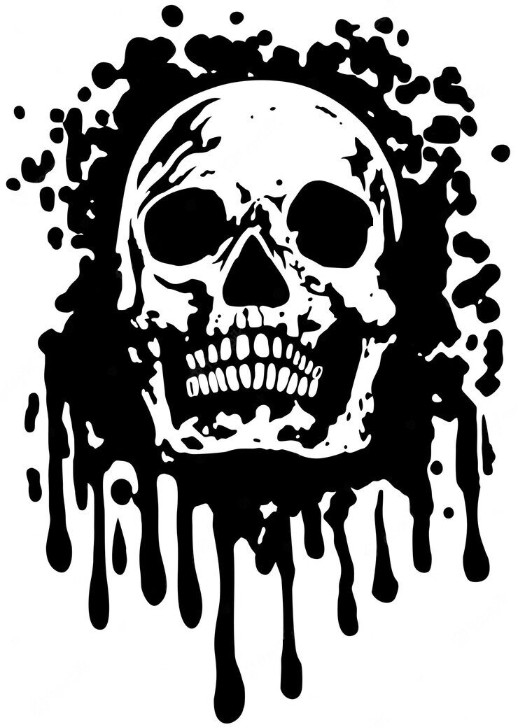 Splatter Skull Vinyl Decal