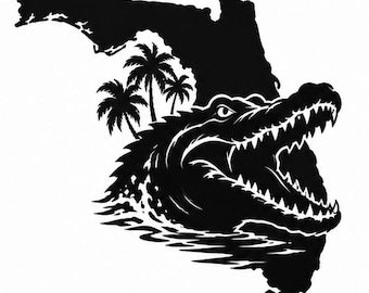 Florida State Outline Patriotic Gator Alligator USA Vinyl Decal