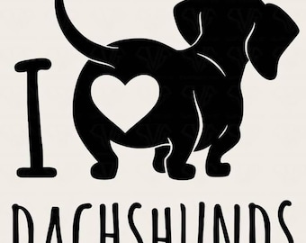 Funny Dachshund Dog Heart Love Vinyl Decal