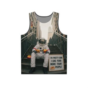 Astronaut Food Lover Men&#39;s Tank Top, Funny Tank, Summer Apparel, Trendy Gym Wear, Space Theme Clothing, Gift for Dad