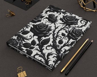 Carnet à couverture rigide rose gothique : carnet d'écriture noir mat