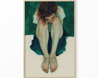 Printable Art, woman on floor, digital download