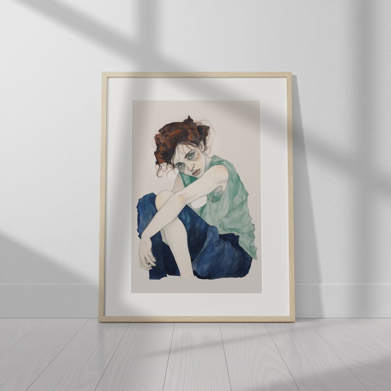 Printable Art, sad woman, digital download zdjęcie 4