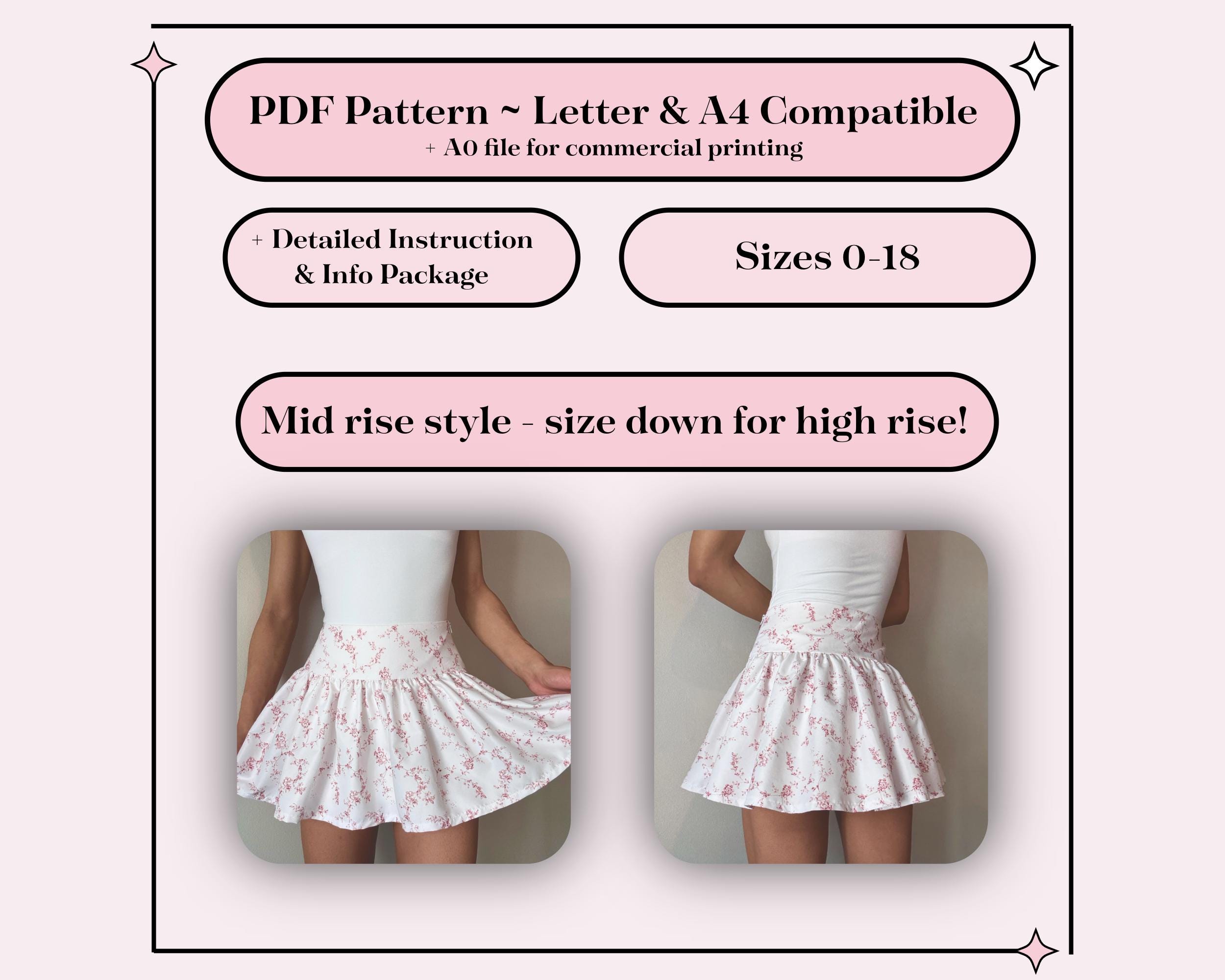 Gathered Ruffle Mini Skirt Sewing Pattern + Video: Easy Ruffle DIY (PDF ...