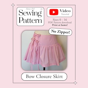 Bow Closure Mini Skirt Sewing Pattern: Ruffle Coquette Style (PDF) Video Instructions image 1