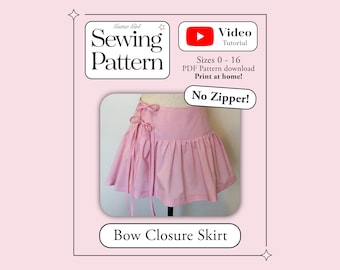 Bow Closure Mini Skirt Sewing Pattern: Ruffle Coquette Style (PDF) Video Instructions