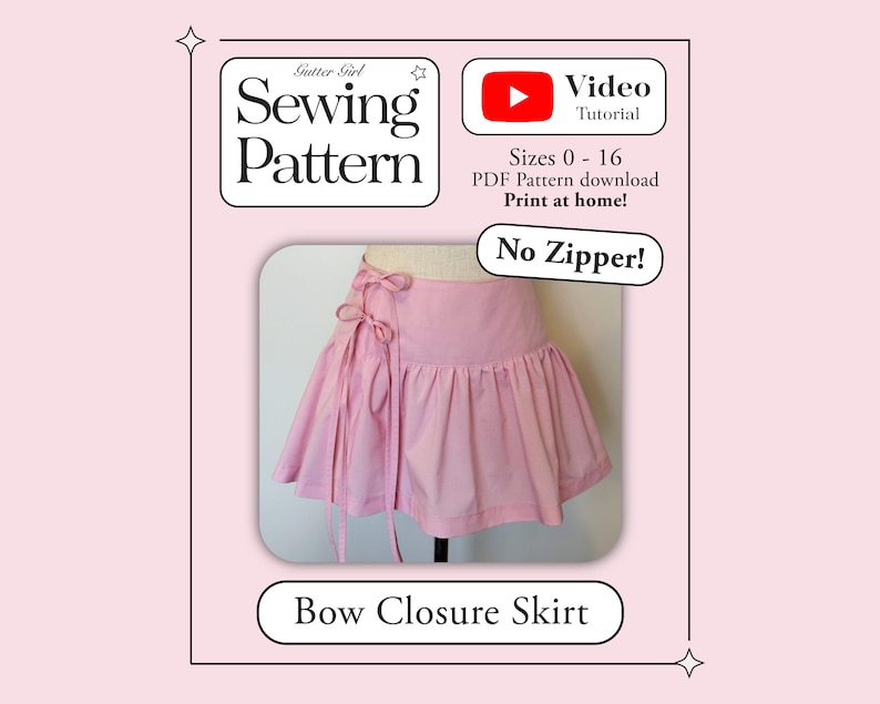 Bow Closure Mini Skirt Sewing Pattern: Ruffle Coquette Style (PDF) Video Instructions image 1