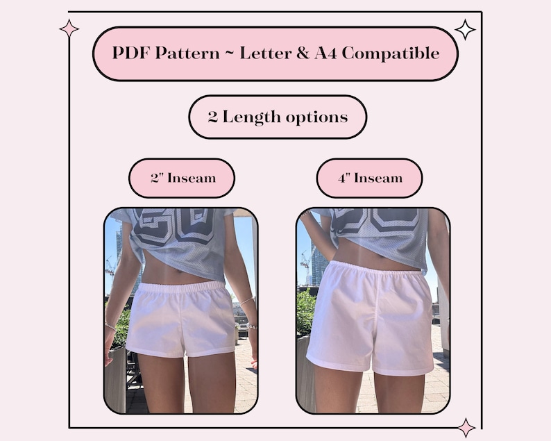 Patrón de costura de calzoncillos bóxer + Videotutorial: 2 largos, tallas XXS-XXXL (Patrón PDF) imagen 2