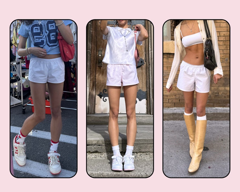 Puede incluir: Tres mujeres con pantalones cortos deportivos blancos y diferentes blusas. La mujer de la izquierda lleva una camiseta azul y blanca con el n&uacute;mero 88. La mujer del centro lleva una camisa con estampado rosa y blanco. La mujer de la derecha lleva un top blanco y una chaqueta blanca.