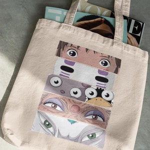 Spirited Away Eyes Tote Bag - Studio Ghibli Bag - Anime Bag - Anime Merch - Anime Lover Gift - Gift For Her Kiki Haku No Face